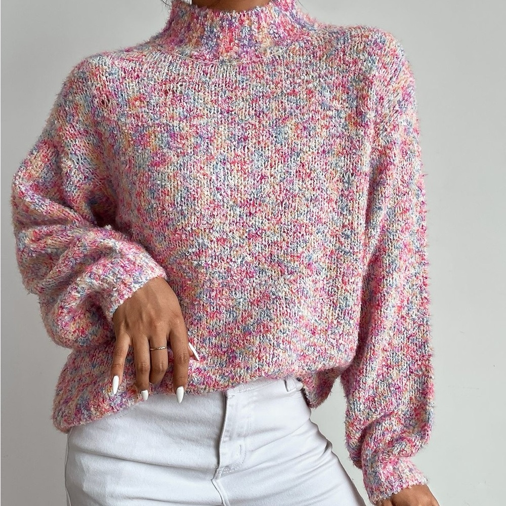 NWOT Mock Neck Space Dye Sweater